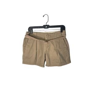 Stefanel light brown cotton shorts built in tie belt pockets women's size 4
